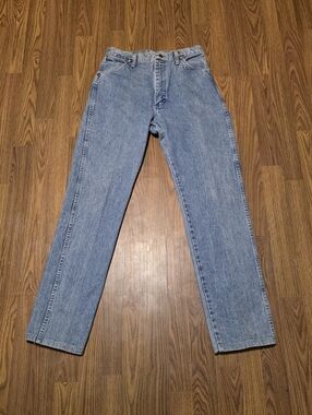 Vintage Wrangler USA Made Thick Blue Denim Jeans 11x34 Rare Workwear Cowboy Fit